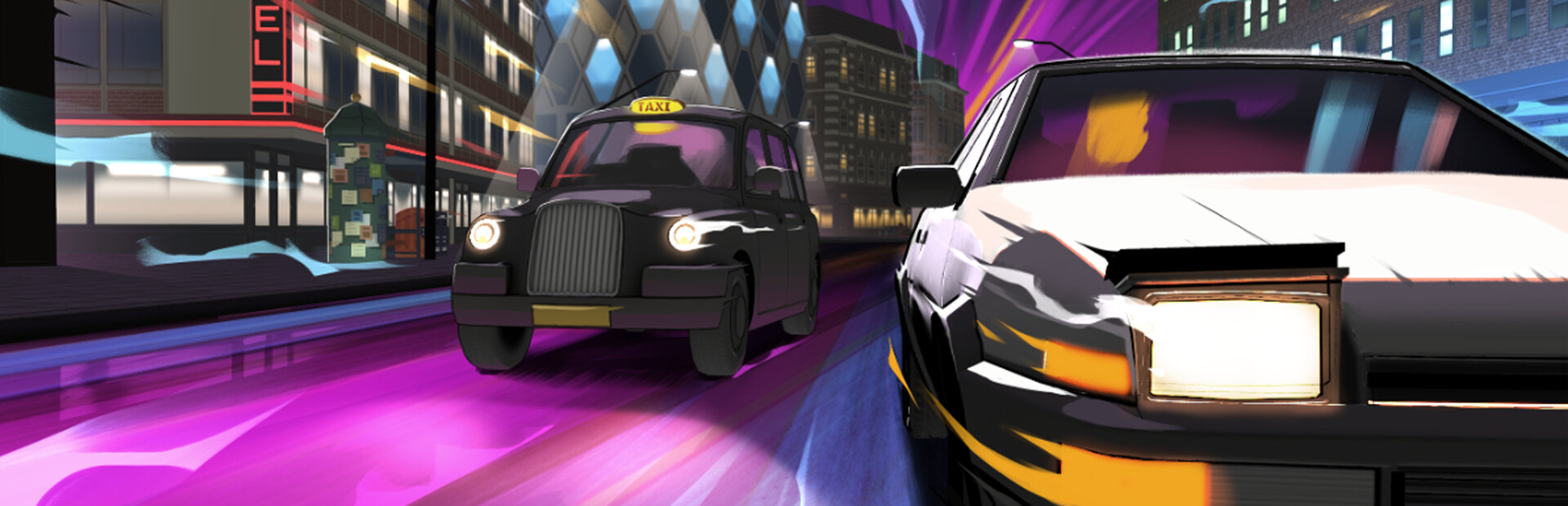 Driving Rogue official Steam art — neon arcade racing